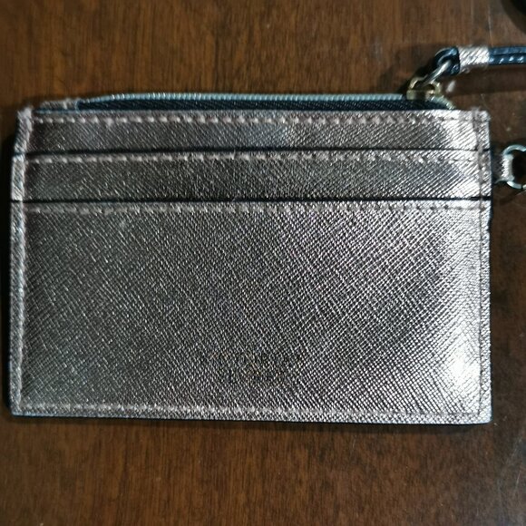 4 1/4" x 3" Metallic Laser Cut Rose Gold Card Holder / Coin Purse EUC #219 - Picture 5 of 8